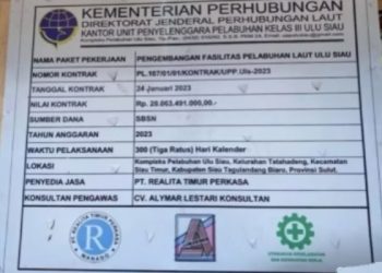 Wenas Minta BPK RI Segera Audit pembangunan Proyek Pelabuhan ULU SIAU di Sitaro