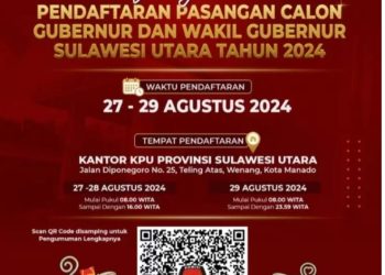 Syarat dan ketentuan mendaftar cagub/wagub di KPU Provinsi Sulut