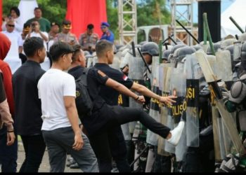 Kapolda dan Pangdam Merdeka Saksikan Latihan Dalmas Gabungan Pengamanan Pilkada Serentak 2024 di Megamas