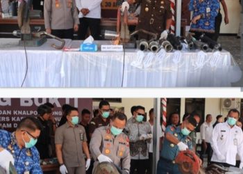 Polres bitung memusnahkan ribuan liter minuman keras jenis cap tikus dan ratusan knalpot brong.